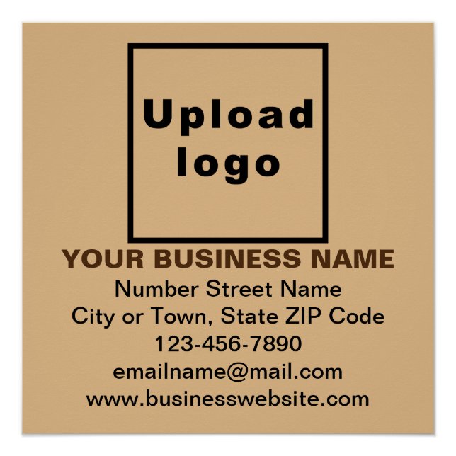 Business Brand on Light Brown Square Glossy Poster (Front)