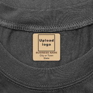 Business Brand on Light Brown Square Iron On Label