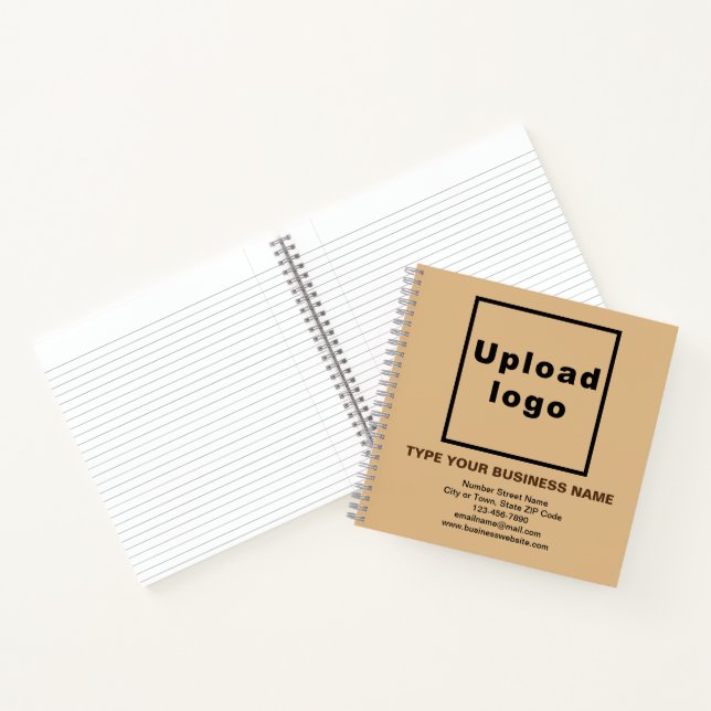 Business Brand on Light Brown Square Spiral Notebook (Inside)