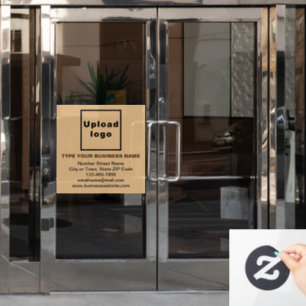 Business Brand on Light Brown Square Window Cling