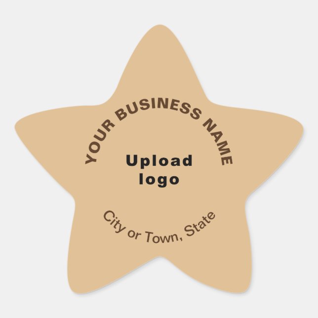 Business Brand on Light Brown Star Shape Sticker (Front)