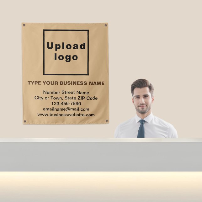 Business Brand on Light Brown Tapestry (Business brand on light brown tapestry in reception.)