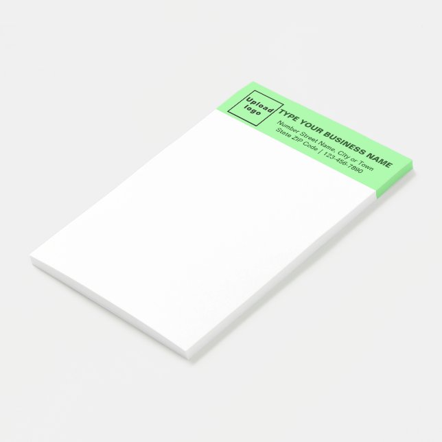 Business Brand on Light Green Heading of Long Post-it Notes (Angled)