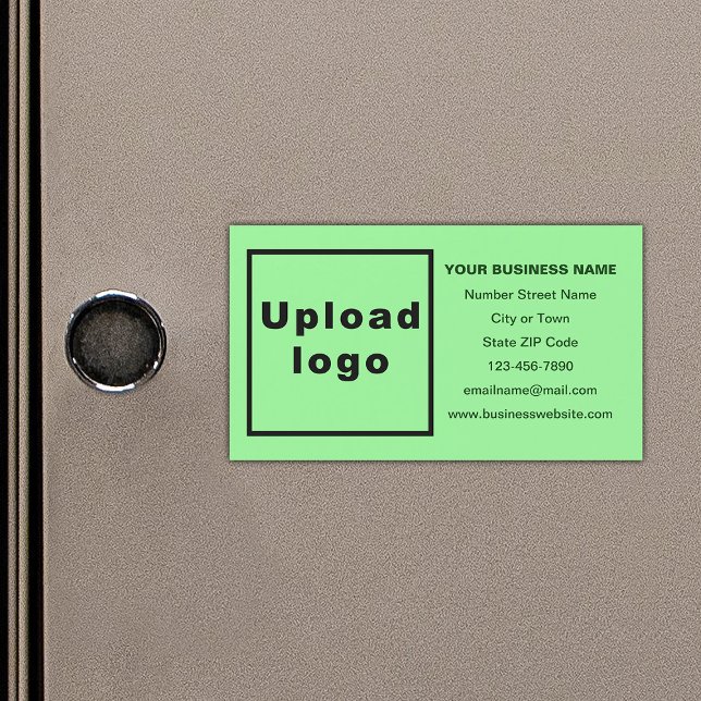 Business Brand on Light Green Magnetic Card (Your business brand on small light green rectangle magnetic card.)