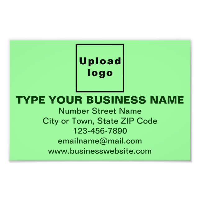 Business Brand on Light Green Rectangle Photo Print (Front)