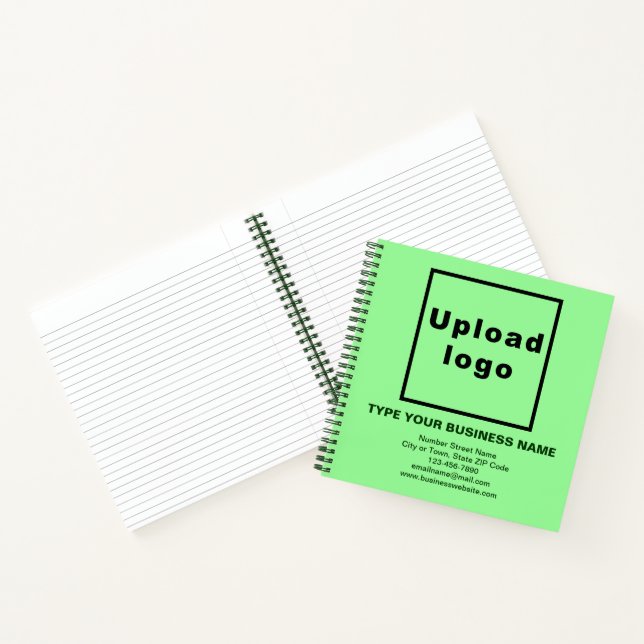 Business Brand on Light Green Square Spiral Notebook (Inside)