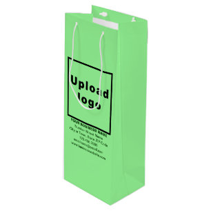 Business Brand on Light Green Wine Gift Bag