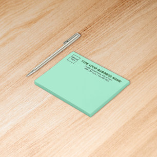 Business Brand on Light Teal Green Rectangle Post-it Notes