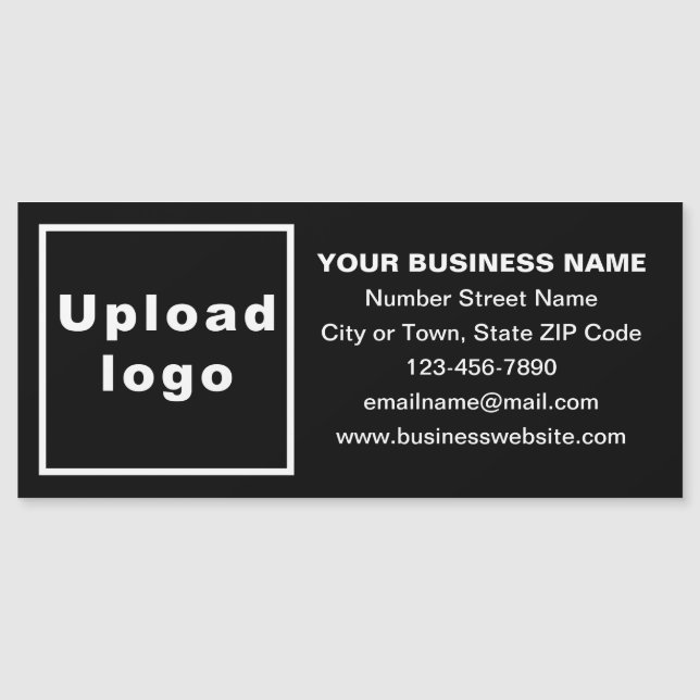 Business Brand on Long Black Magnetic Card (Front)