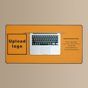 Business Brand on Orange Colour Desk Mat