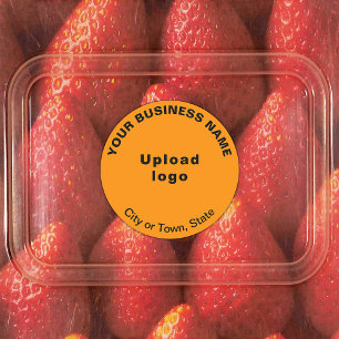 Business Brand on Orange Colour Round Adhesive