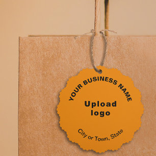 Business Brand on Orange Colour Scalloped Paper Tree Decoration Card