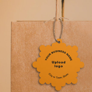 Business Brand on Orange Colour Snowflake Paper Tree Decoration Card