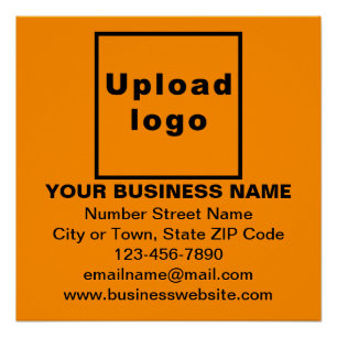 Business Brand on Orange Colour Square Glossy Poster