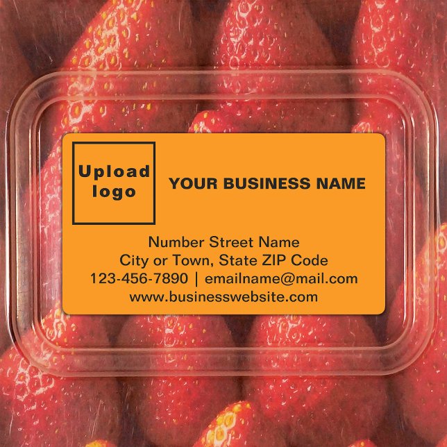 Business Brand on Orange Rectangle Adhesive Label (Orange rectangle adhesive label with your business brand)