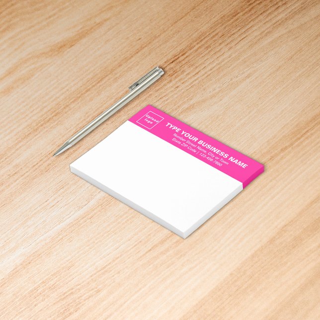 Business Brand on Pink Heading of Rectangle Post-it Notes (Build brand name awareness. Your business brand on pink heading of rectangle sticker.)