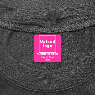 Business Brand on Pink Square Iron On Label
