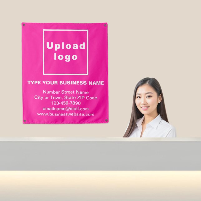 Business Brand on Pink Tapestry (Business brand on pink tapestry in reception.)