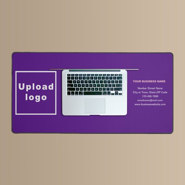 Business Brand on Purple Desk Mat (Build brand name awareness. Your business brand on purple desk mat.)