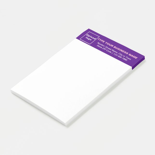Business Brand on Purple Heading of Long Post-it Notes (Angled)