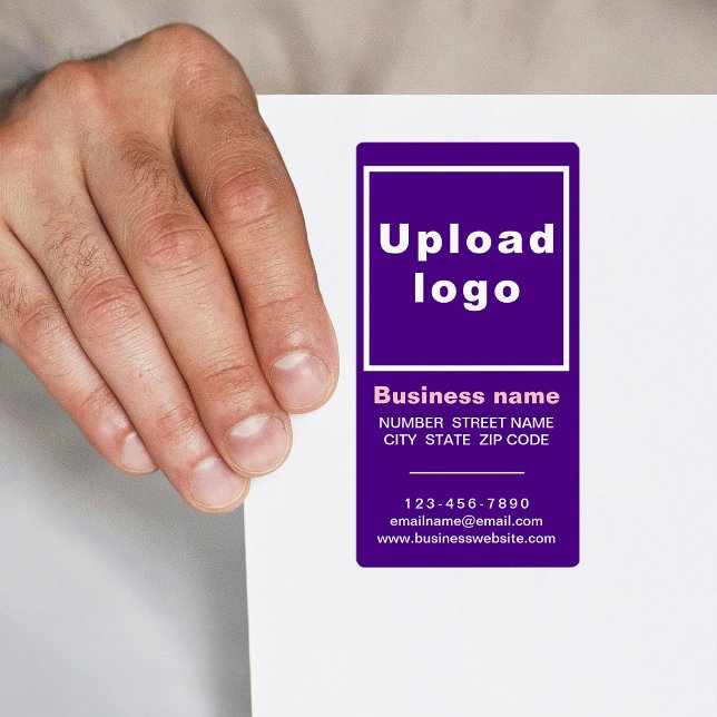 Business Brand on Purple Portrait Shipping Label (Purple portrait shipping label with your business brand)