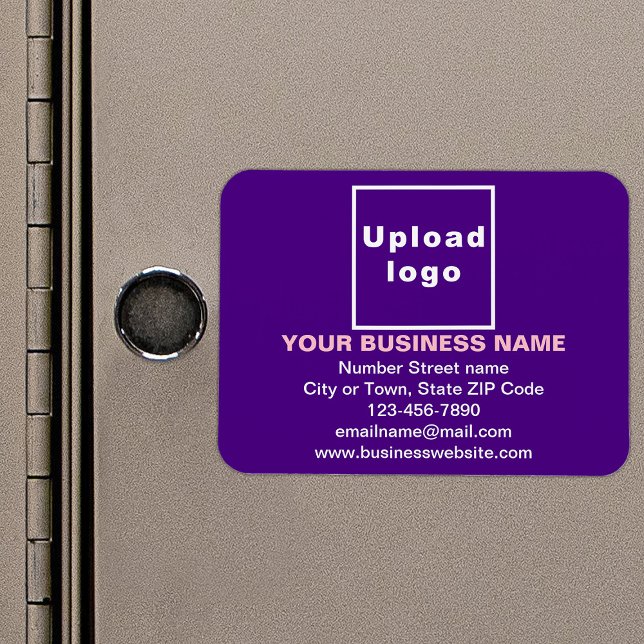 Business Brand on Purple Rectangle Flexible Magnet (Your business brand on purple rectangle flexible magnet as marketing material.)