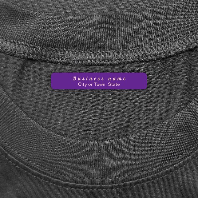 Business Brand on Purple Rectangle Iron On Label (Purple rectangle iron on label with your business brand)