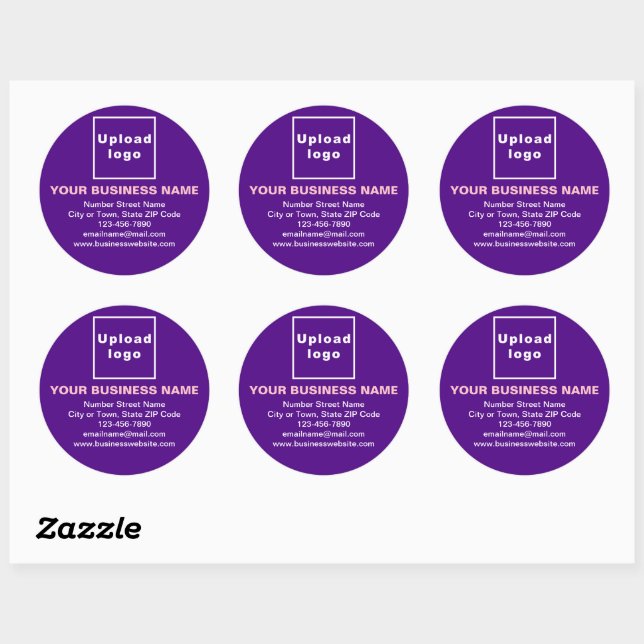 Business Brand on Purple Round Sticker (Sheet)