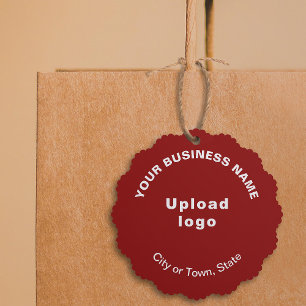 Business Brand on Red Scalloped Paper Tree Decoration Card