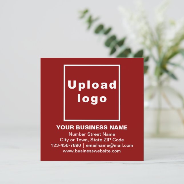 Business Brand on Red Square Flat Note Card (Standing Front)