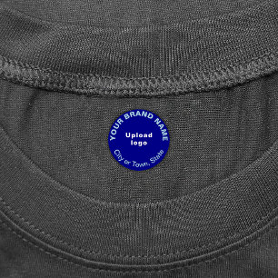 Business Brand on Small Blue Circle Clothing Label