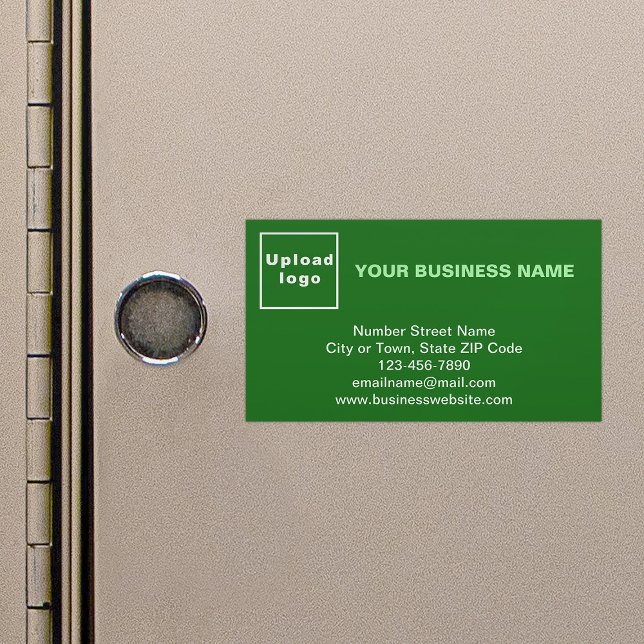 Business Brand on Small Green Magnetic Card (Green magnetic business card with your business brand)