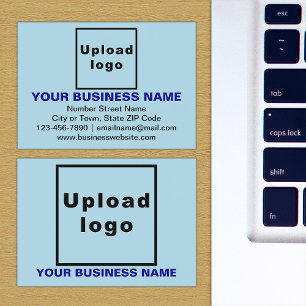 Business Brand on Small Light Blue Rectangle Card