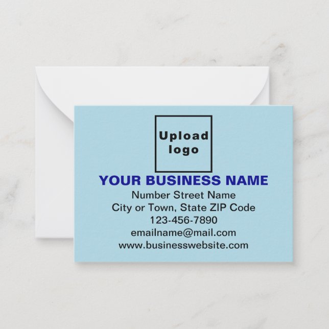 Business Brand on Small Light Blue Rectangle Flat Card (Front)