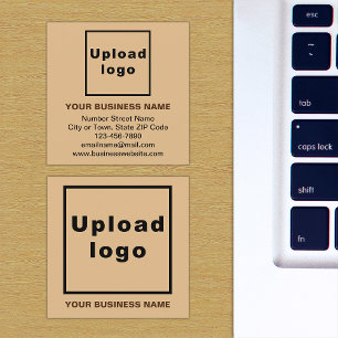 Business Brand on Small Light Brown Square Card