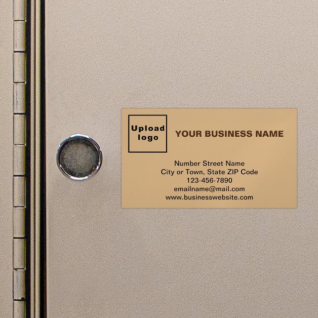 Business Brand on Small Magnetic Light Brown Card (Light brown magnetic business card with your business brand)
