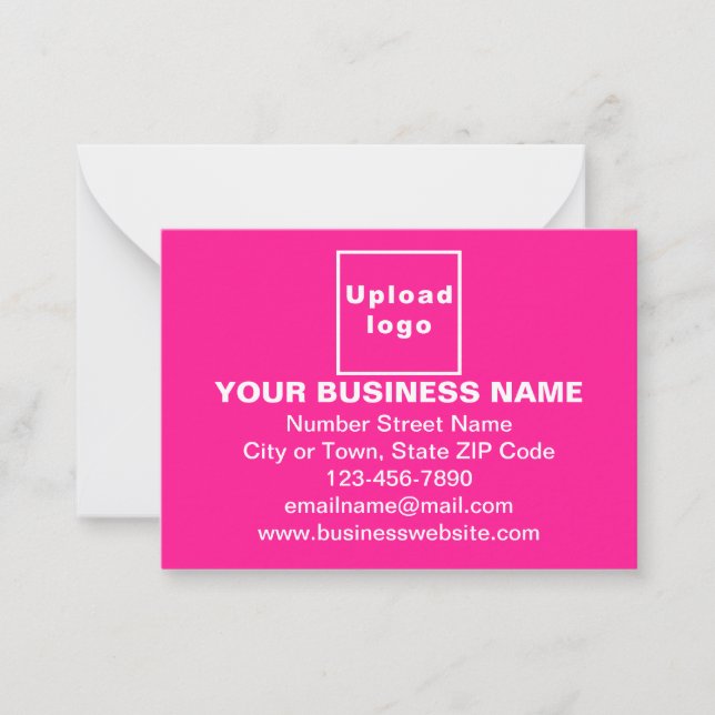 Business Brand on Small Pink Rectangle Flat Card (Front)