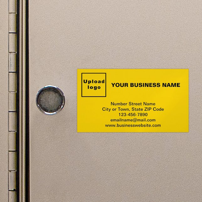 Business Brand on Small Yellow Magnetic Card (Yellow magnetic business card with your business brand)