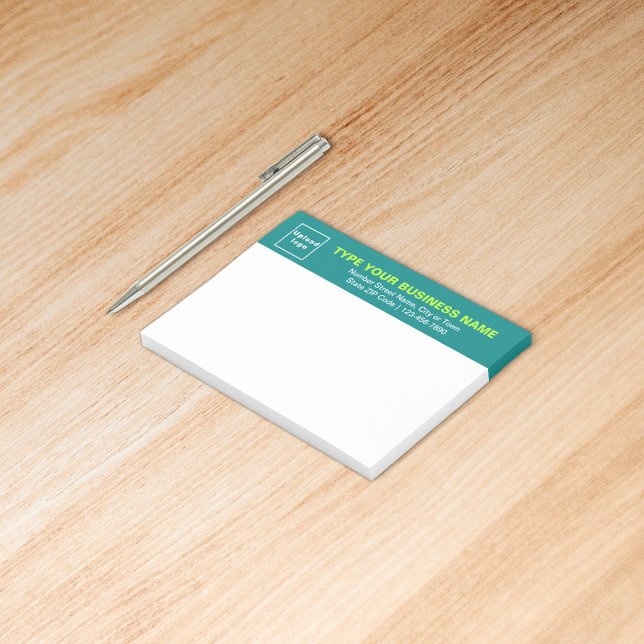 Business Brand on Teal Green Heading of Rectangle Post-it Notes (Build brand name awareness. Your business brand on teal green heading of rectangle sticker.)