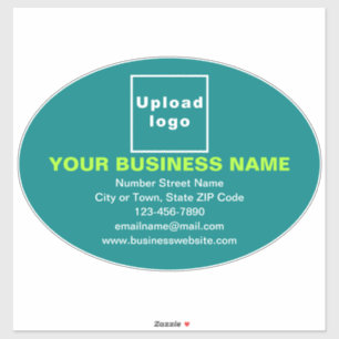 Business Brand on Teal Green Large Oval Vinyl