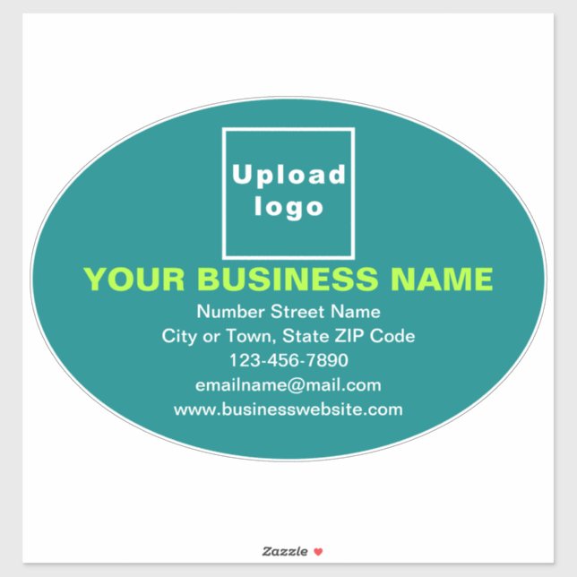 Business Brand on Teal Green Large Oval Vinyl (Sheet)