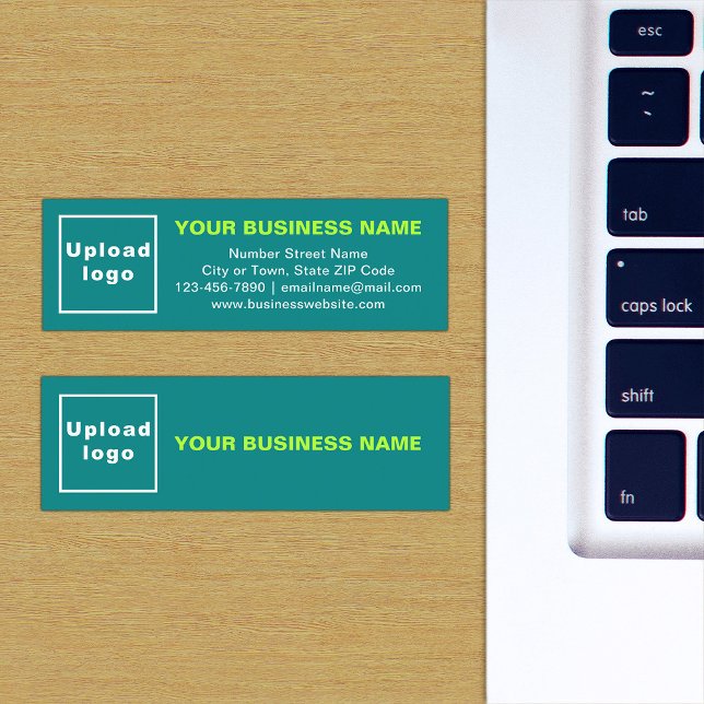 Business Brand on Teal Green Mini Card (The front and back of the teal green mini business card with your brand)