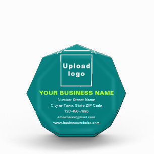 Business Brand on Teal Green Octagon Shape Photo Block