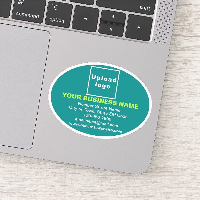 Business Brand on Teal Green Oval Shape Vinyl (Detail)