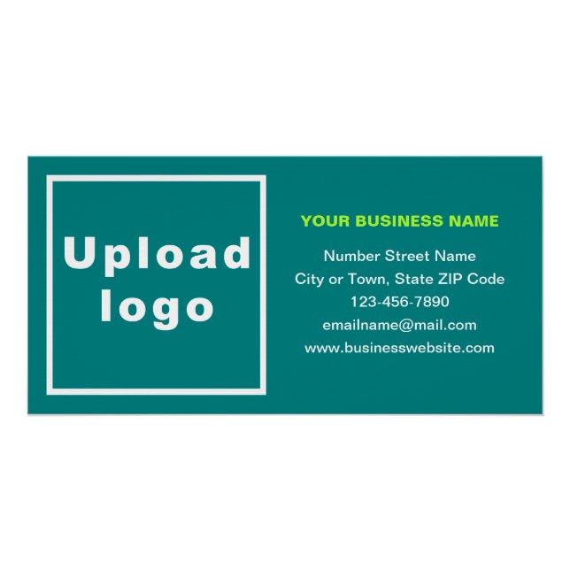 Business Brand on Teal Green Rectangle Glossy Poster (Front)