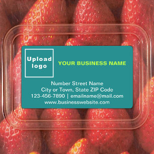 Business Brand on Teal Green Rectangle Label