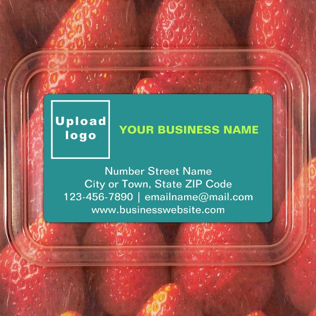 Business Brand on Teal Green Rectangle Label (Teal green rectangle adhesive label with your business brand)