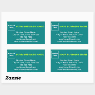 Business Brand on Teal Green Rectangle Sticker