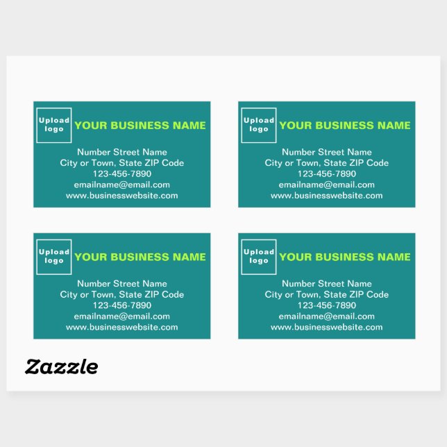Business Brand on Teal Green Rectangle Sticker (Sheet)
