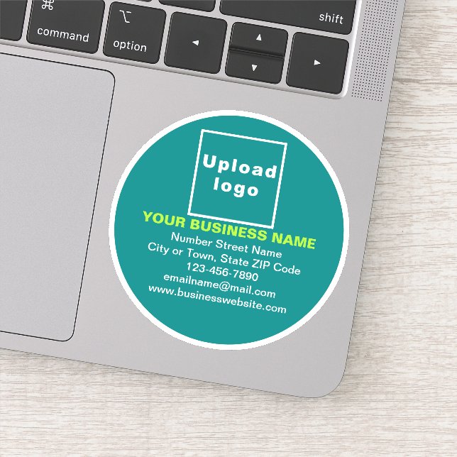 Business Brand on Teal Green Round Vinyl Sticker (Detail)